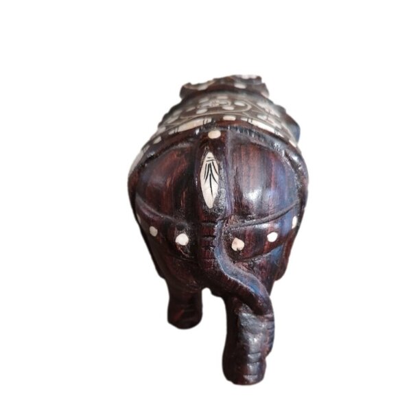 Vintage Inlaid Wooden Indian Elephant - Picture 4 of 4